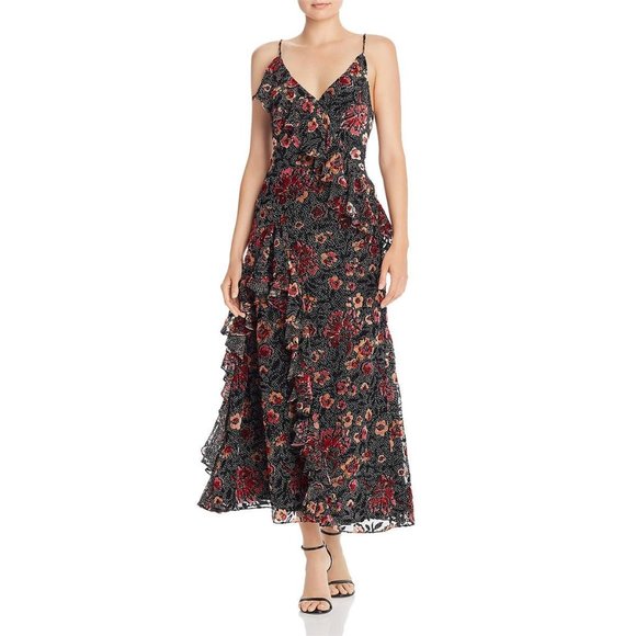 Jill Stuart Womens Ruffled Floral Maxi Dress